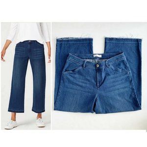 Authentic Fit Full-Leg Crops Raw Frayed Hem Jeans